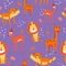 Animal seamless pattern, lion king and giraffe