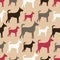 Animal seamless vector pattern of dog silhouettes