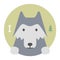 Animal set. Portrait in flat graphics. Wolf