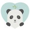 Animal set. Portrait of a panda in love over heart