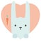 Animal set. Portrait of a rabbit in love in flat