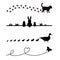 Animal silhouette vector collection,cat walking with footprints, Rabbits on the grass, duck and duckling, and butterfly