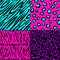 Animal skin seamless patterns in bright colors