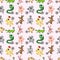 Animal soccer seamless pattern