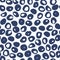Animal spot silhouettes isolated seamless doodle pattern. Navy blue africal print on white background