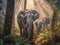 Animal. Thai elephants in the forest. Generative Ai