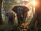 Animal. Thai elephants in the forest. Generative Ai