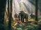 Animal. Thai elephants in the forest. Generative Ai