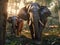 Animal. Thai elephants in the forest. Generative Ai