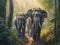 Animal. Thai elephants in the forest. Generative Ai
