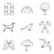 Animal watching icons set, outline style