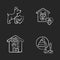 Animal welfare chalk white icons set on black background