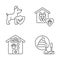 Animal welfare linear icons set