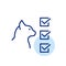 Animal wellness. Cat with checklist of checkmarks, thorough health assessments and care for pets. Editable icon