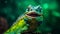 animal wildlife scale portrait iguana lizard green close-up reptile glasses. Generative AI.