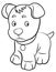 In the animal world. Cartoon. Image of a dog. Black and white drawing, coloring.