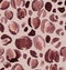 animalistic watercolor burgundy seamless pattern with stylized leopard skin pattern