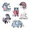 Animals alphabet A - E for children