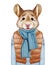 Animals as a human. Mouse in down vest, sweater and scarf.
