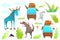 Animals characters for kids design. Moose, Bear, Wolf, rabbit funny cartoon watercolor style clip art vector.