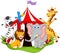 Animals in circus cartoon