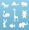 Animals from clouds. Various shapes of cartoon clouds