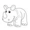 Animals, coloring book for kids. Black and white image, rhinoceros.