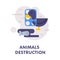 Animals Destruction with Trapped Bird Vector Illustration