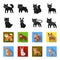 Animals, domestic, wild and other web icon in black,flet style. Zoo, toys, children, icons in set collection.