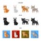 Animals, domestic, wild and other web icon in cartoon,black,flat style. Zoo, toys, children, icons in set collection.