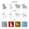 Animals, domestic, wild and other web icon in flat,outline,monochrome style. Zoo, toys, children, icons in set