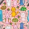 Animals drawn seamless pattern