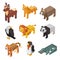 Animals figurines, pixel figures of characters