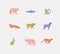 Animals floral graphic silhouettes color