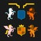 Animals heraldic set symbol. Pegasus and Lion and Gryphon. Sign