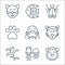 animals line icons. linear set. quality vector line set such as monkey, jellyfish, seagulls, wolf, walrus, paw print, moth, fish