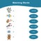 Animals matching words game. Matching words game for kids.