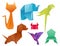 Animals origami set japanese folded modern wildlife hobby symbol creative decoration vector illustration.