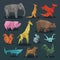 Animals origami set of wild animals creative decoration vector illustration.