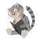 Animals and professions. The cat is a scientist. Cat in glasses with book