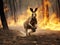 Animals Running Escaping To Save Their Lives from the burning forest. climate change, droughts and forest fires concept