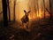 Animals Running Escaping To Save Their Lives from the burning forest. climate change, droughts and forest fires concept