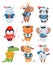 Animals sailors characters in cartoon style. Set of cute funny little sailors vector illustration.