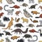 Animals seamless pattern of wild mammals and bird