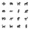 Animals side view vector icons set