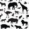Animals silhouette seamless pattern. Wildlife animal silhouettes