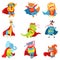 Animals Superheroes With Capes And Masks Set