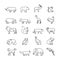 Animals thin line vector icons