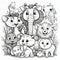Animals Unleashed: Joyful Cartoon Animal Coloring Page for Kids