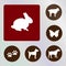 Animals vectors, icons, illustrations, red and brown backkckground